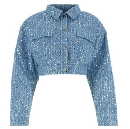 חליפת דנים 2 חלקים מנצנצת בעיטור פייטים טופ סטרפלס וחצאית מיני / מכנסיים גזרה נמוכה - ג'יי