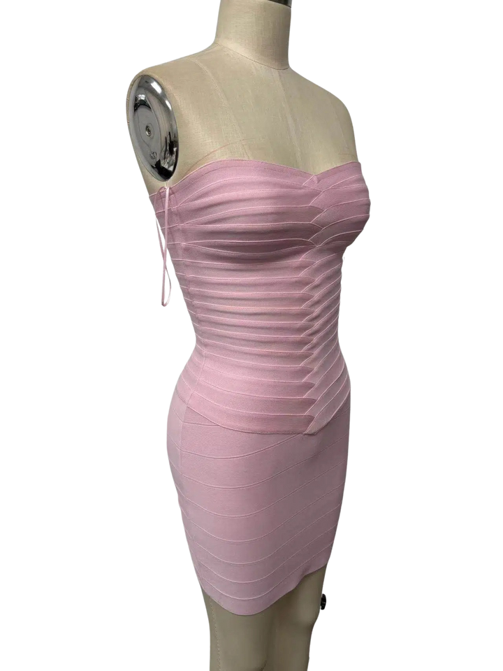 Gina - Strapless mini dress in shiny shaping fabric