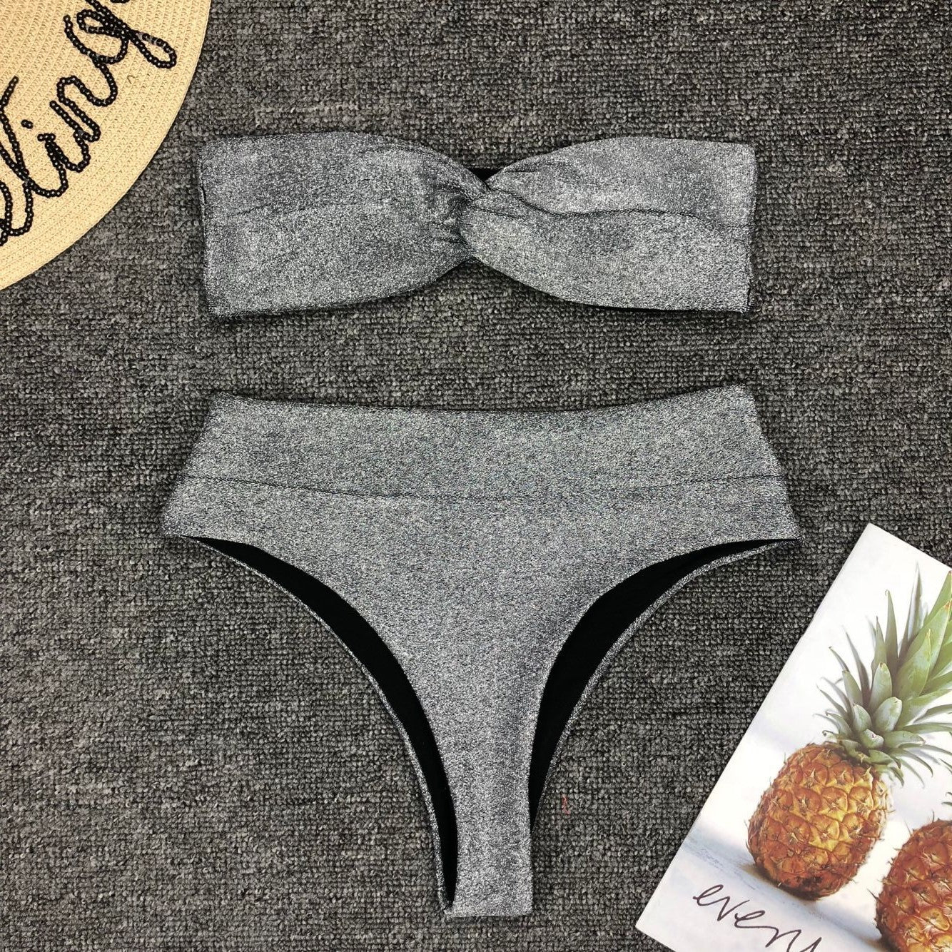 ביקיני סטרפלס נצנצים תחתון ברזילאי גזרה גבוהה - אמילי