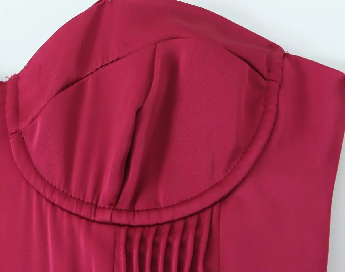 שמלת מידי סטרפלס בגזרת A בעיצוב אלגנטי - Simone