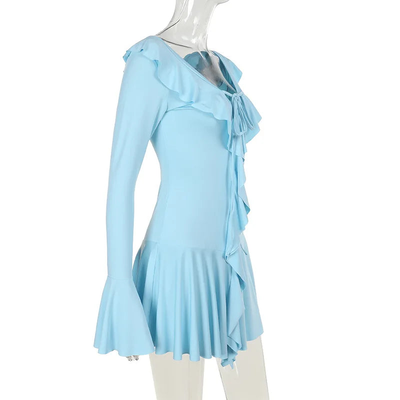 שמלת מיני מלמלה שרוולי פעמון - פילי