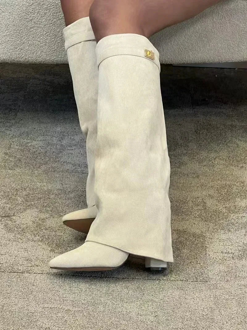 High heel boots in suede/leatherette design - Phoebe
