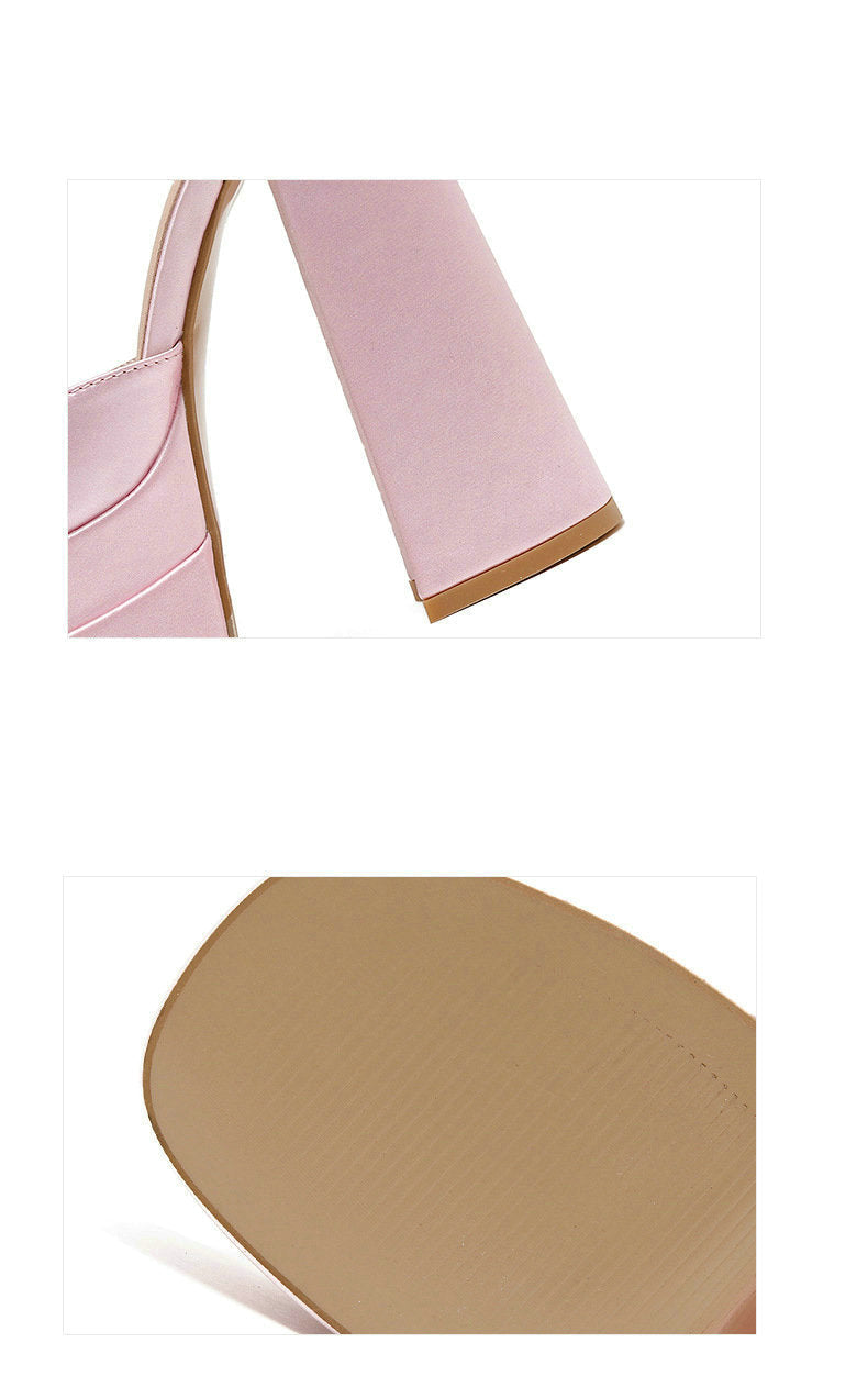 סנדלי עקב פלטפורמה בד סאטן - משי