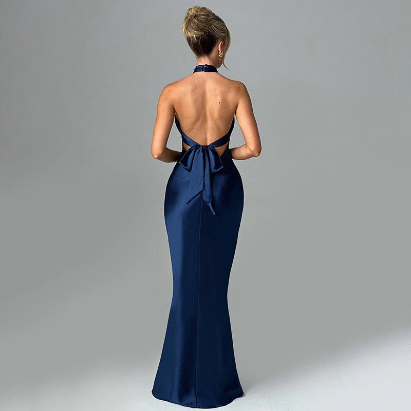 שמלת מקסי אלגנטית בעיצוב קרוס גב פתוח - רייצ'ל