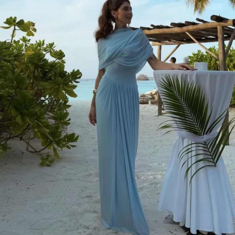 שמלת מקסי יוקרתית בעיצוב קיפולים - אמנדה