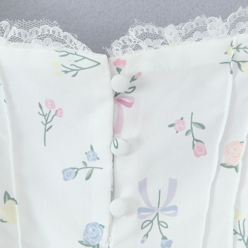 שמלת מיני בגזרת A בעיטור כפתורים וקשירה בחזה - מרום