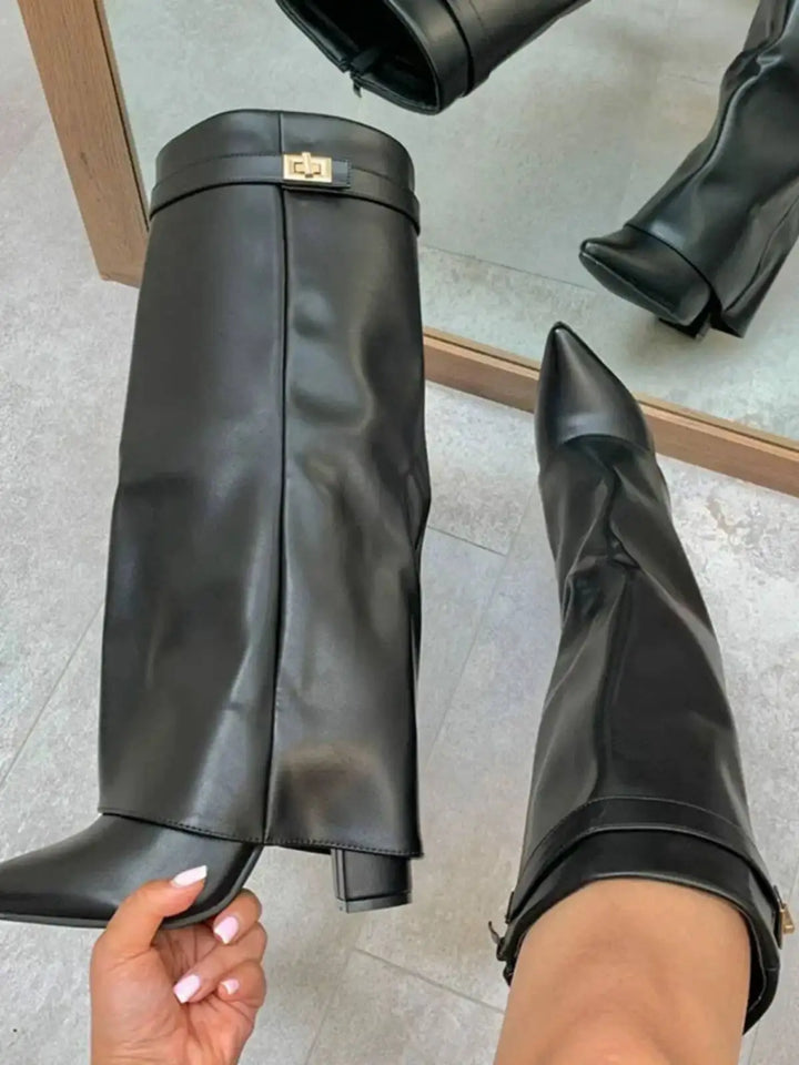 High heel boots in suede/leatherette design - Phoebe