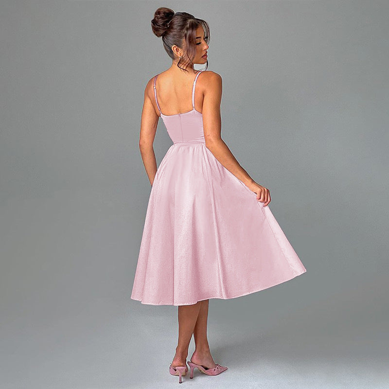 שמלת מידי בגזרת A בעיצוב קלאסי - Nataly