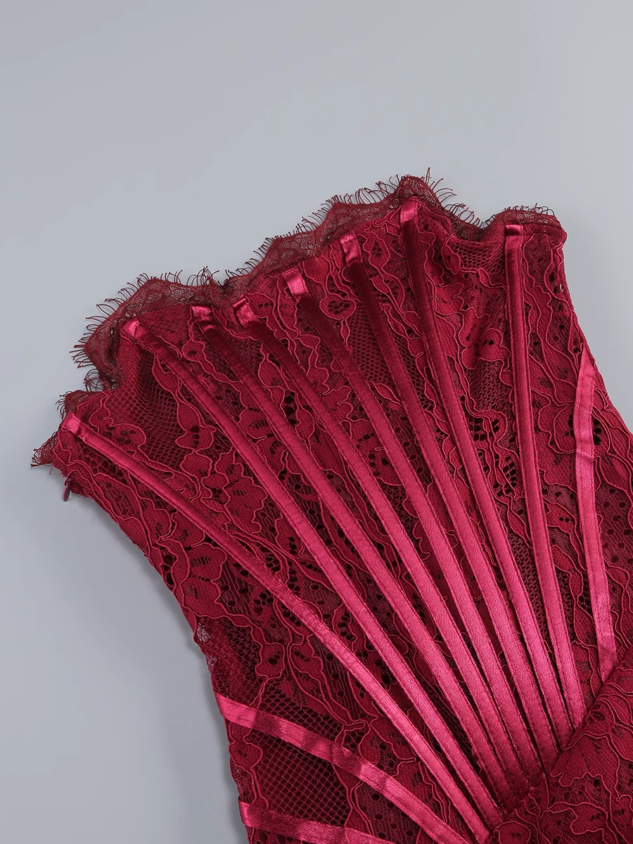 שמלת מיני סטרפלס תחרה - אורינה