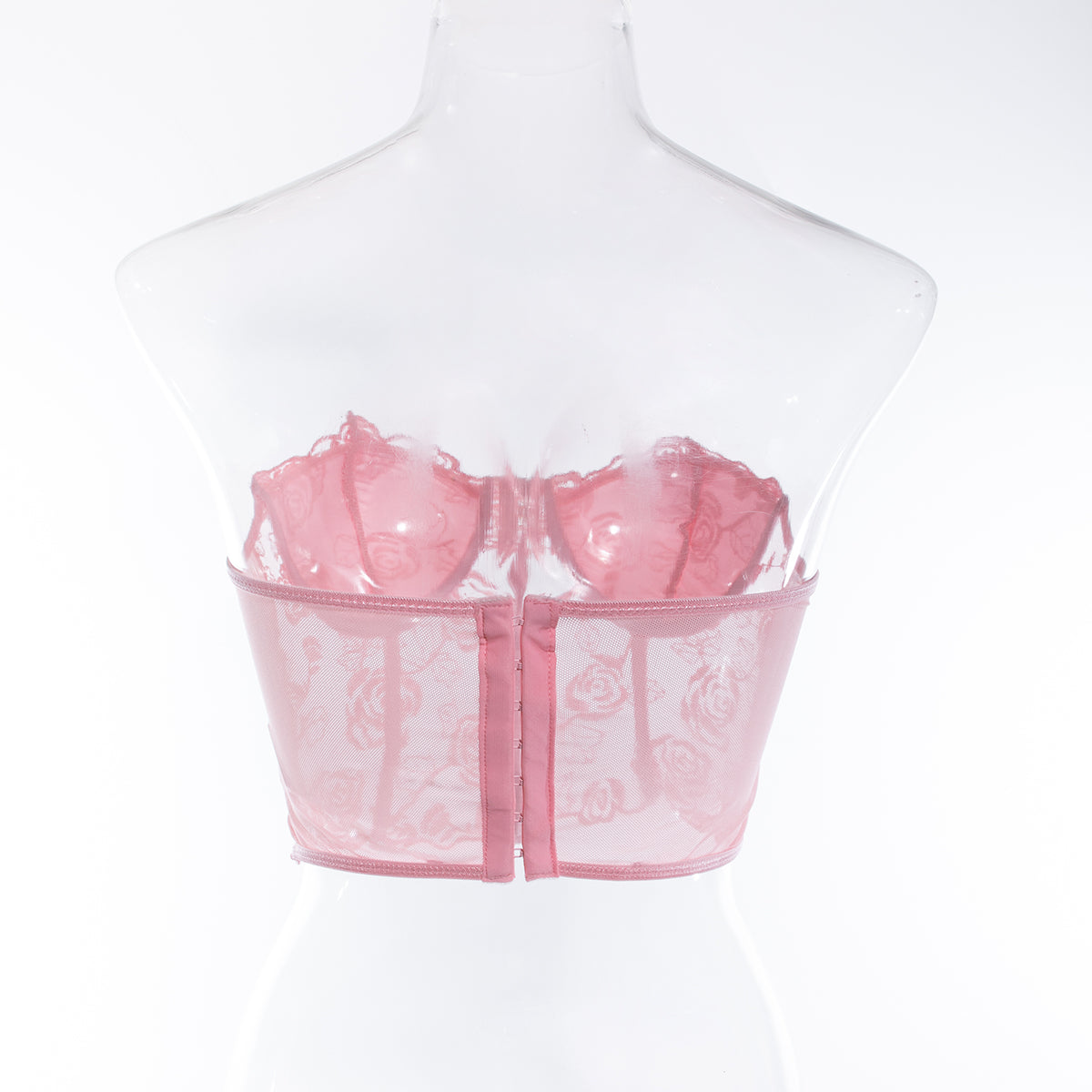 טופ סטרפלס רשת בעיטור רקמת פרחים - נויה לי