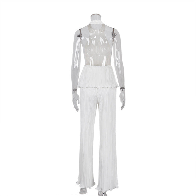 חליפת שני חלקים בד קרפ מכנסיים ארוכים וחולצה - מילאן