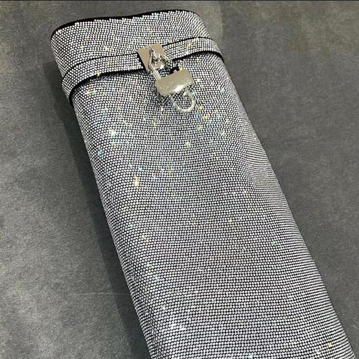 High heel boots with glittering rhinestones and a lock - Bailey
