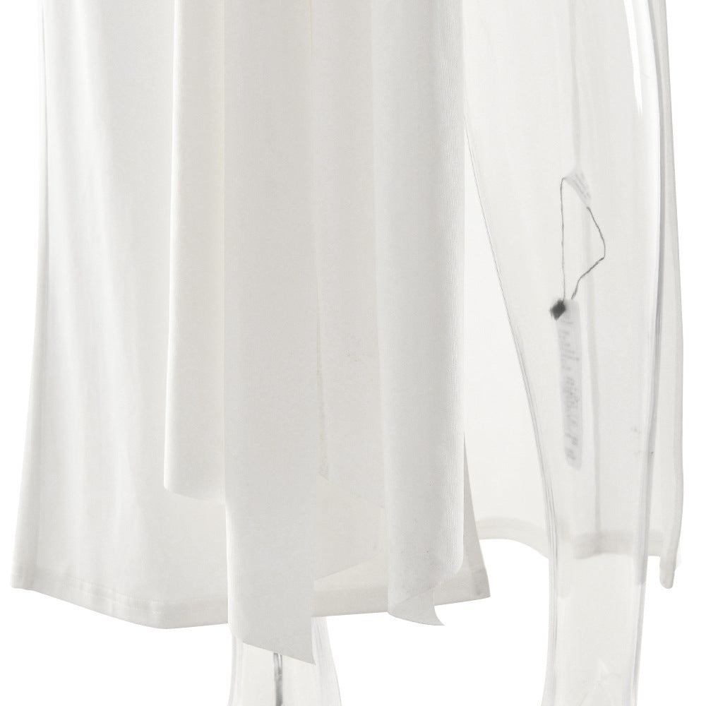 שמלת מקסי בעיצוב מחשוף V עמוק גב פתוח ושסע קדמי בעיטור שובלים וכיווצים - וונדה