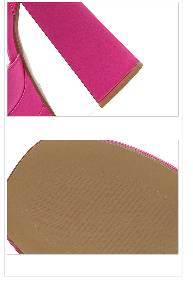 סנדלי עקב פלטפורמה בד סאטן - משי