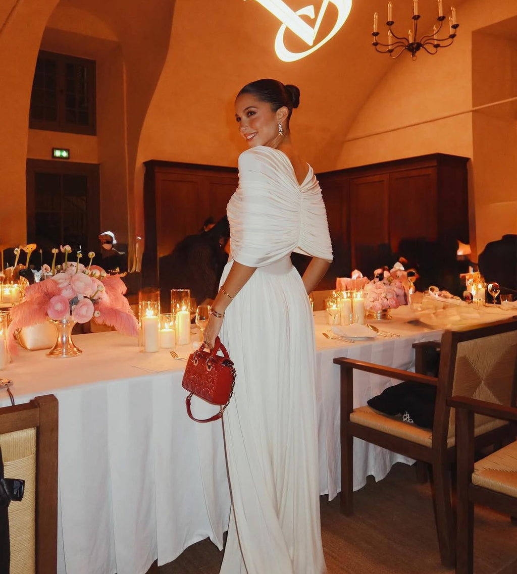 שמלת מקסי ערב אלגנטית בעיצוב כיווצים - מושקא