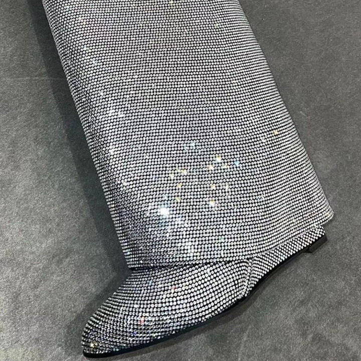 High heel boots with glittering rhinestones and a lock - Bailey