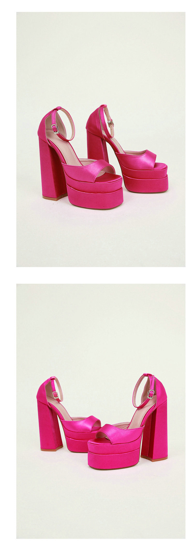 סנדלי עקב פלטפורמה בד סאטן - משי