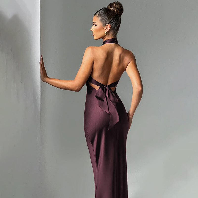 שמלת מקסי אלגנטית בעיצוב קרוס גב פתוח - רייצ'ל