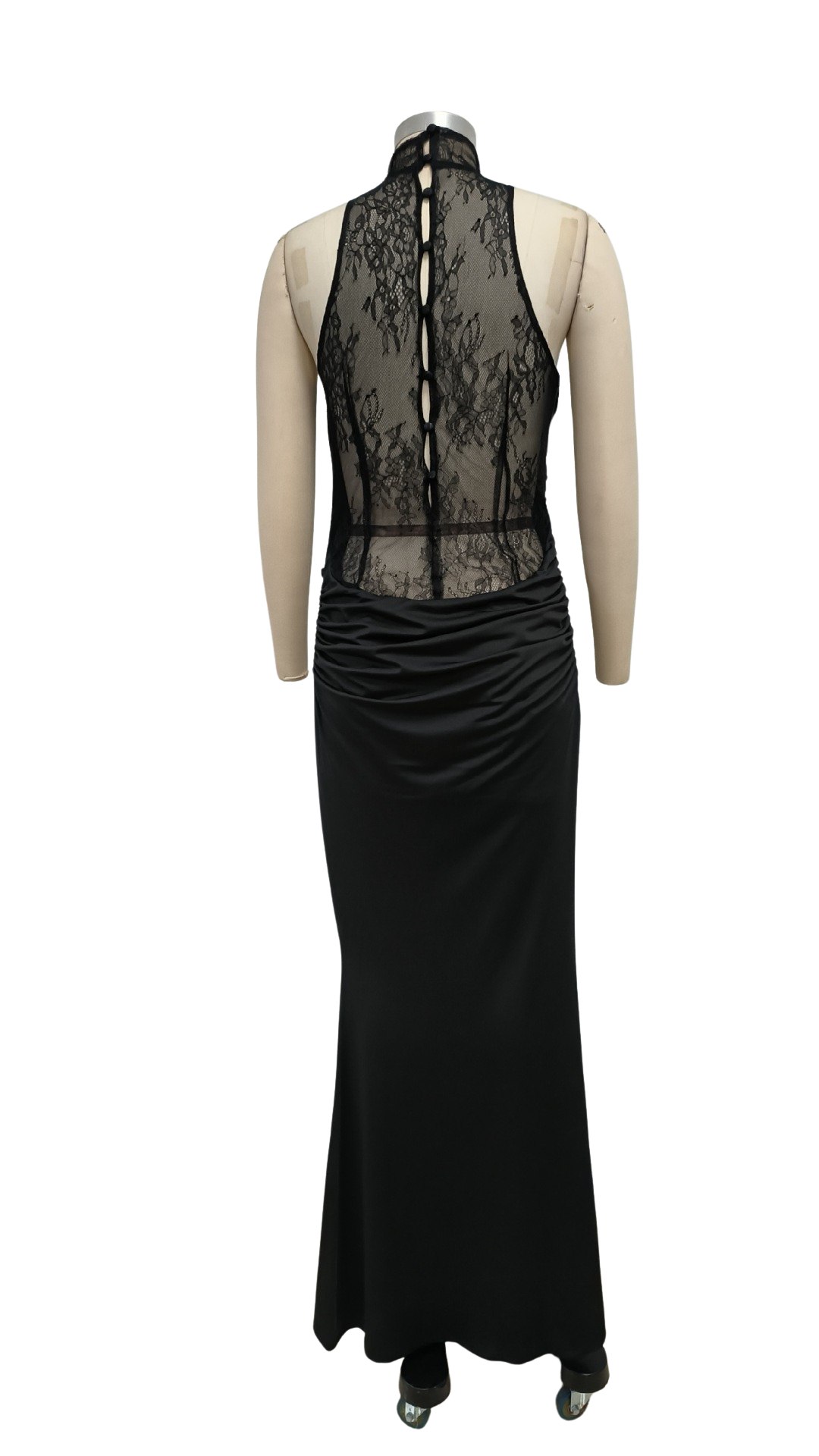 Maxi turtleneck dress with lace design and glove detail - Celandine