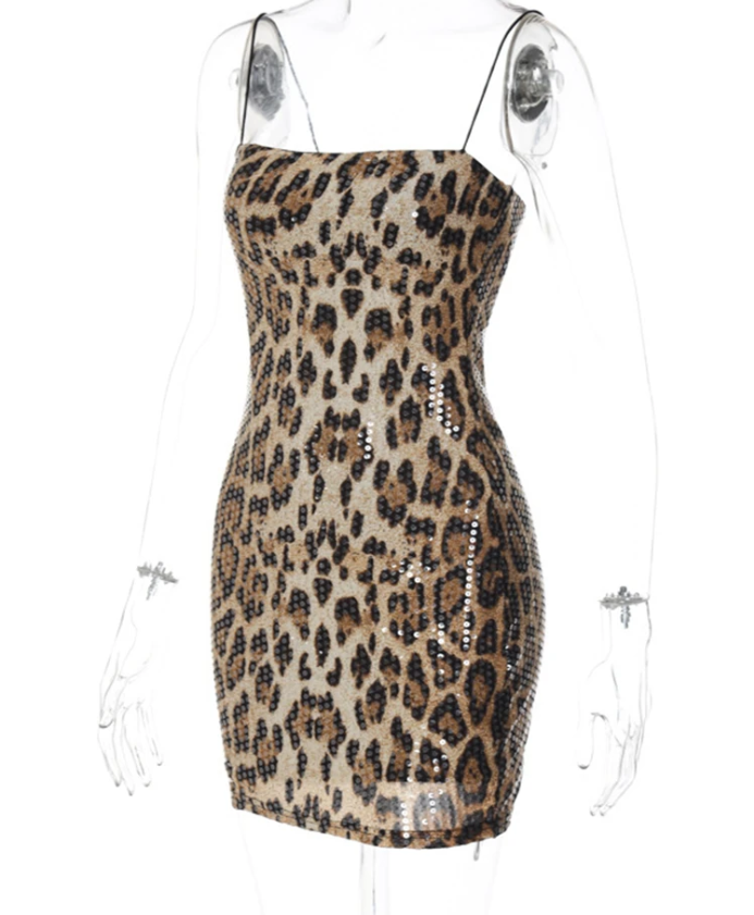 שמלת מיני פייטים מנומרת - ליזה