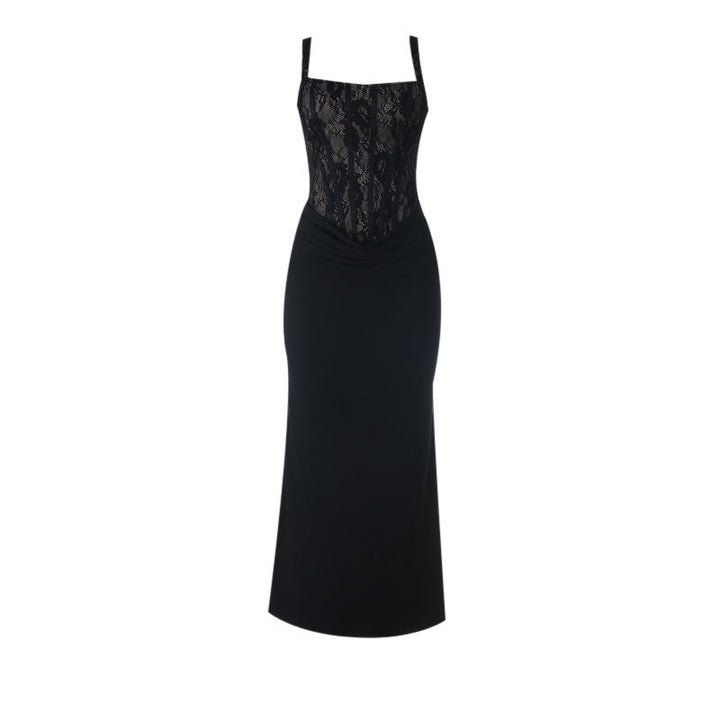 Elegant maxi dress with a lace corset design - LIDIA