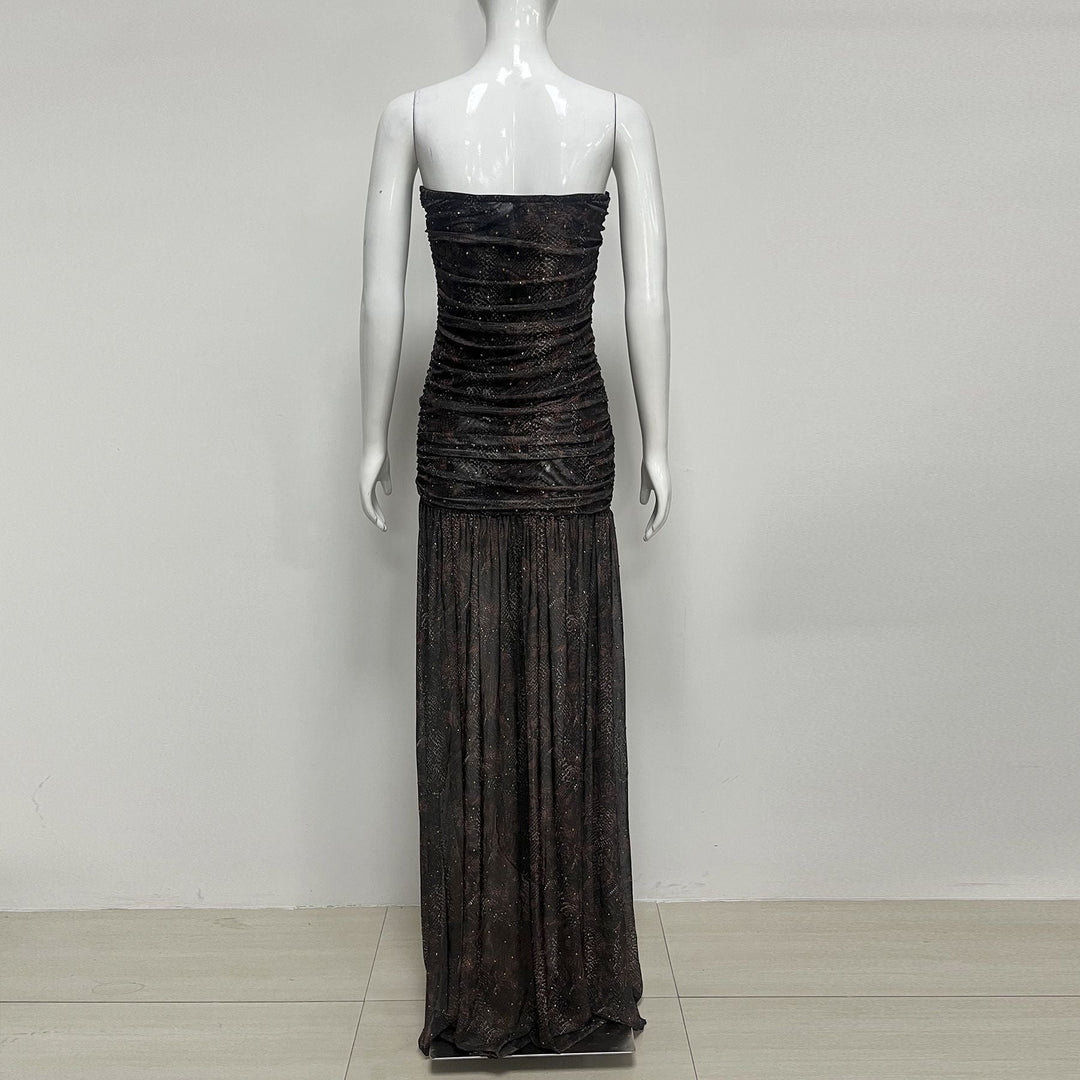 Chiffon maxi dress with an animal-print and sequin design - TIGER