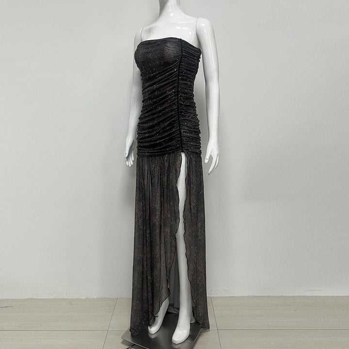 Chiffon maxi dress with an animal-print and sequin design - TIGER