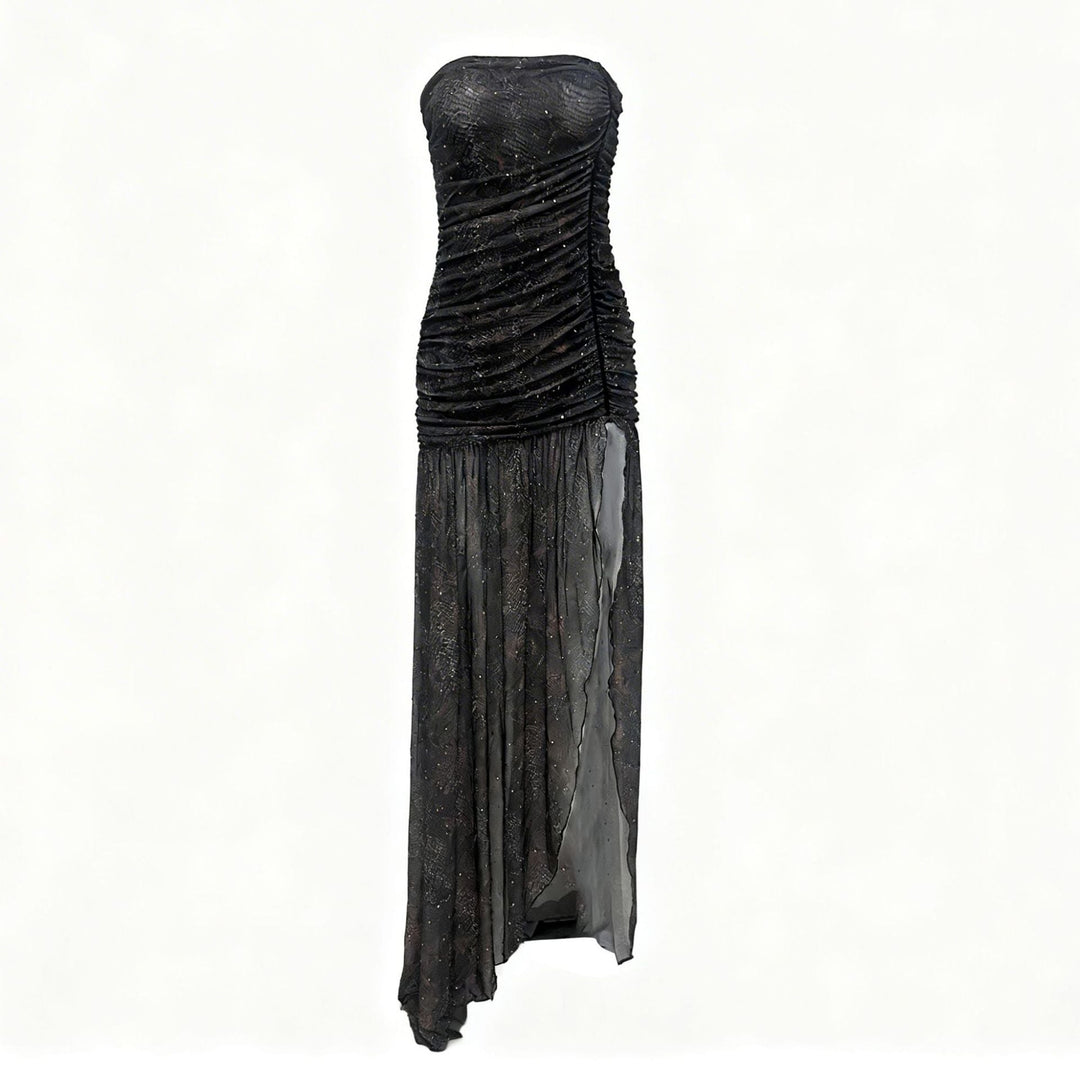Chiffon maxi dress with an animal-print and sequin design - TIGER