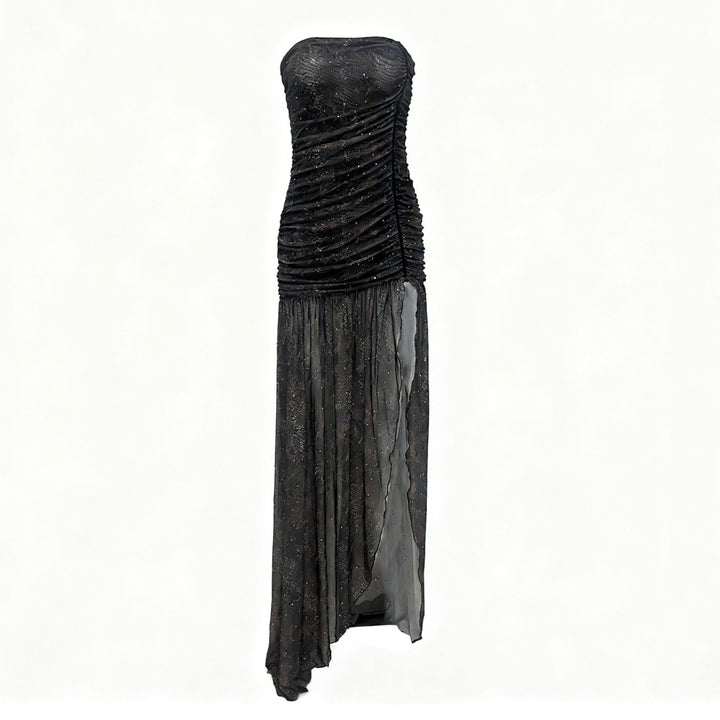 Chiffon maxi dress with an animal-print and sequin design - TIGER