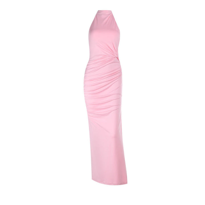 Tie-neck open-back maxi dress - PINKI