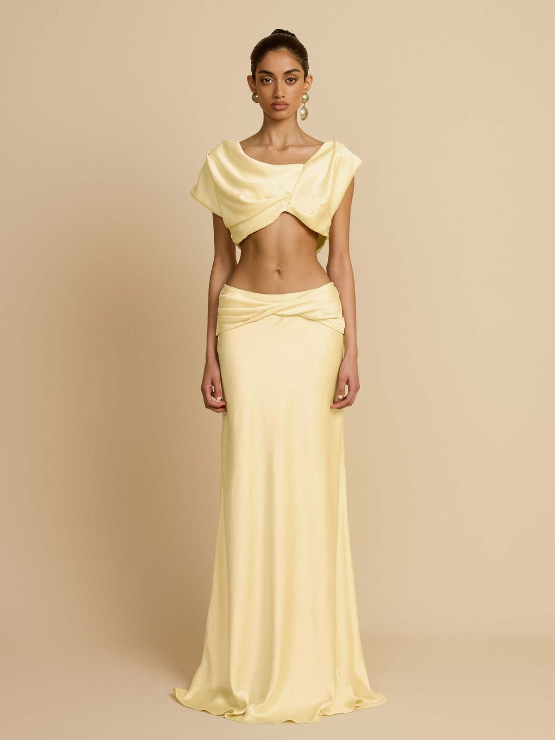 Two-piece satin set with a maxi skirt and top - SHANON
