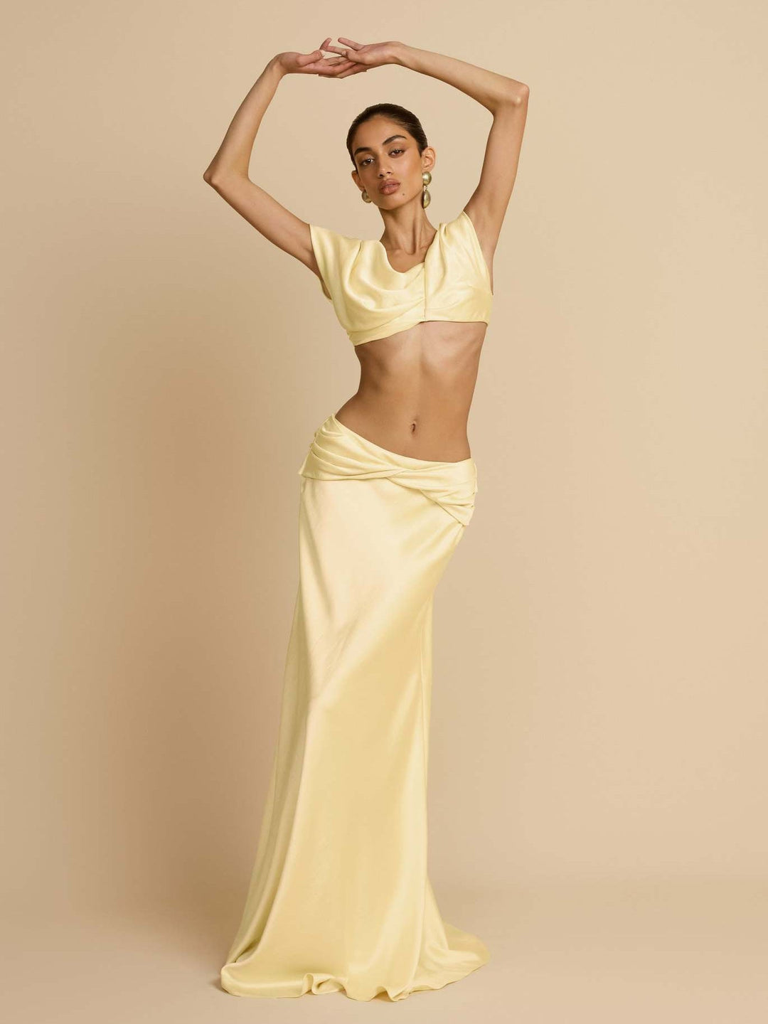 Two-piece satin set with a maxi skirt and top - SHANON