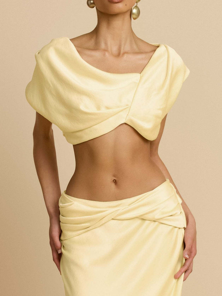 Two-piece satin set with a maxi skirt and top - SHANON