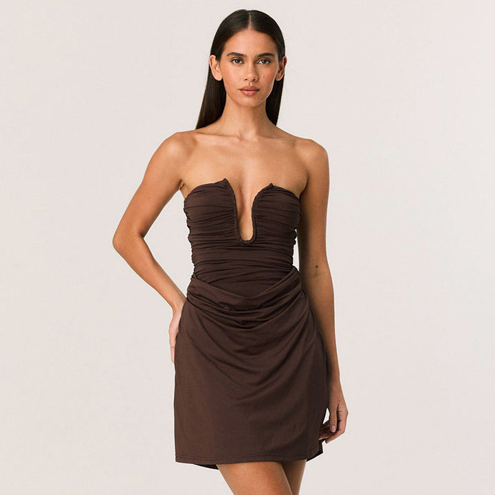 Strapless pleated mini dress - Amri