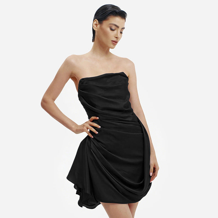Strapless mini dress with a pleated design - LYNI