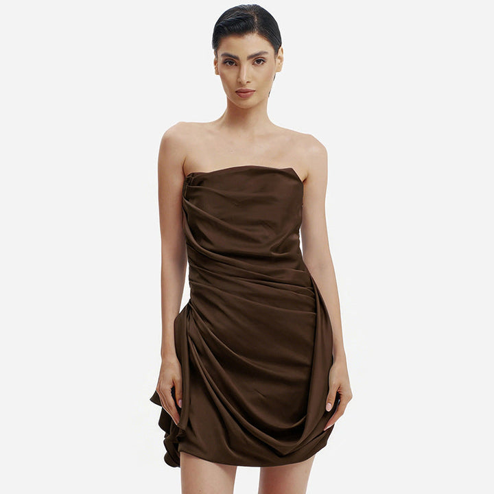 Strapless mini dress with a pleated design - LYNI
