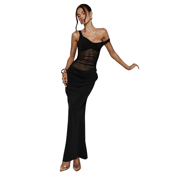 Elegant maxi dress with a chiffon design - WONDA