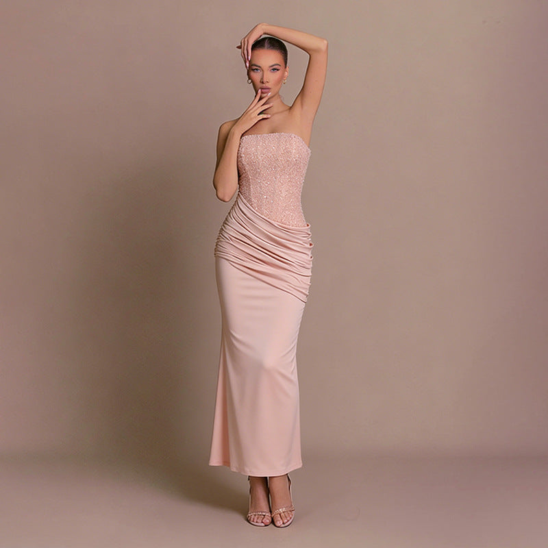 Strapless maxi dress with a sequin corset design - LADY