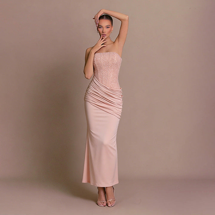 Strapless maxi dress with a sequin corset design - LADY