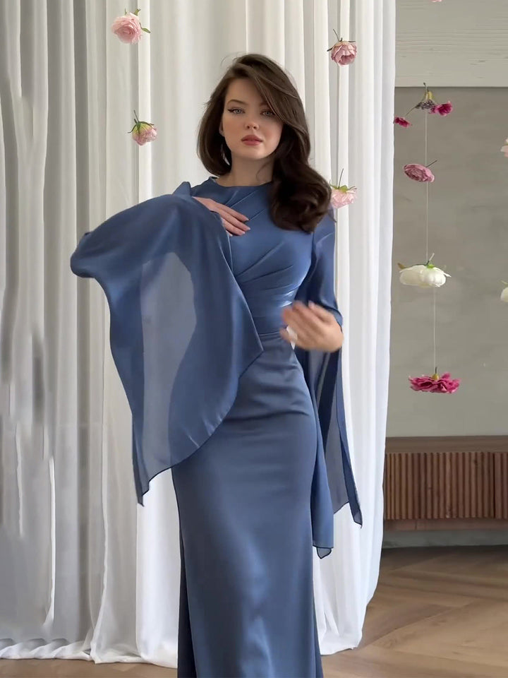 Tamara satin maxi dress with a chiffon design