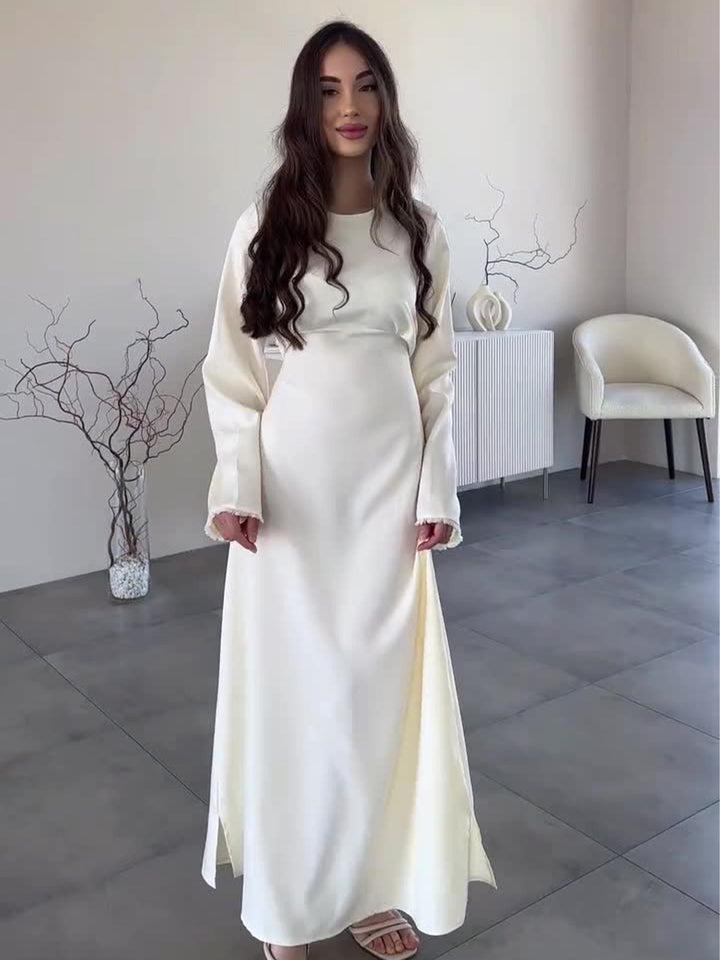 LILI AN elegant satin maxi dress with a back tie