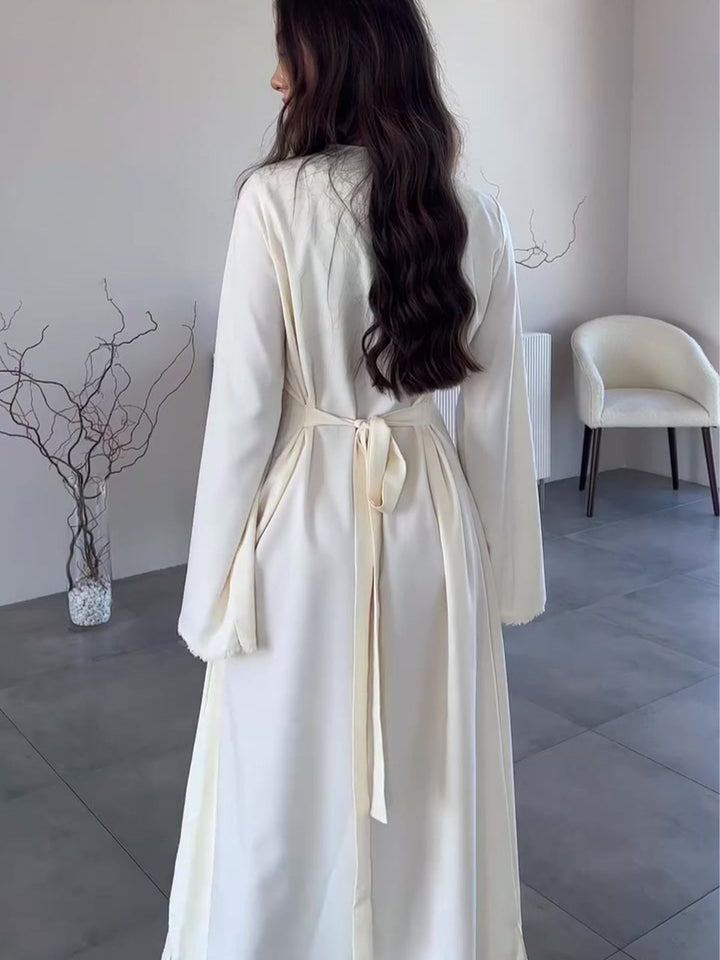 LILI AN elegant satin maxi dress with a back tie