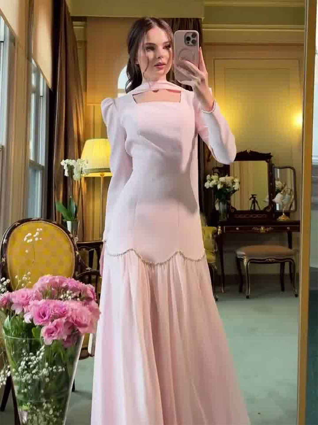 Malchia chiffon-design maxi dress