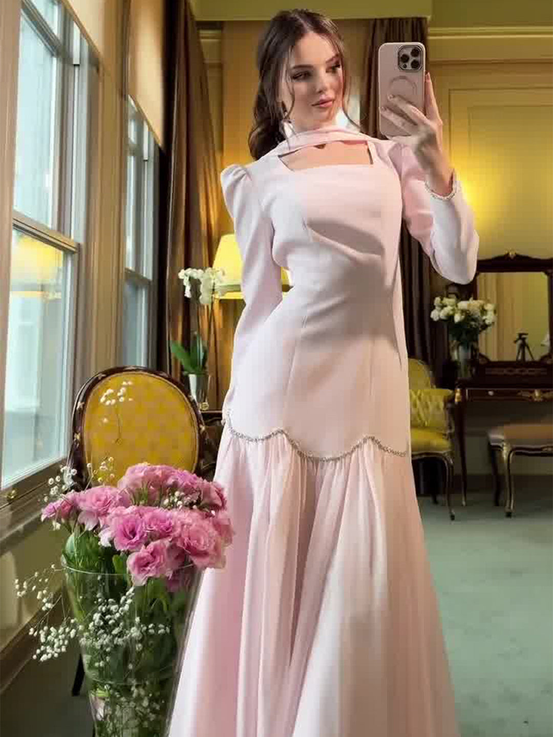 Malchia chiffon-design maxi dress