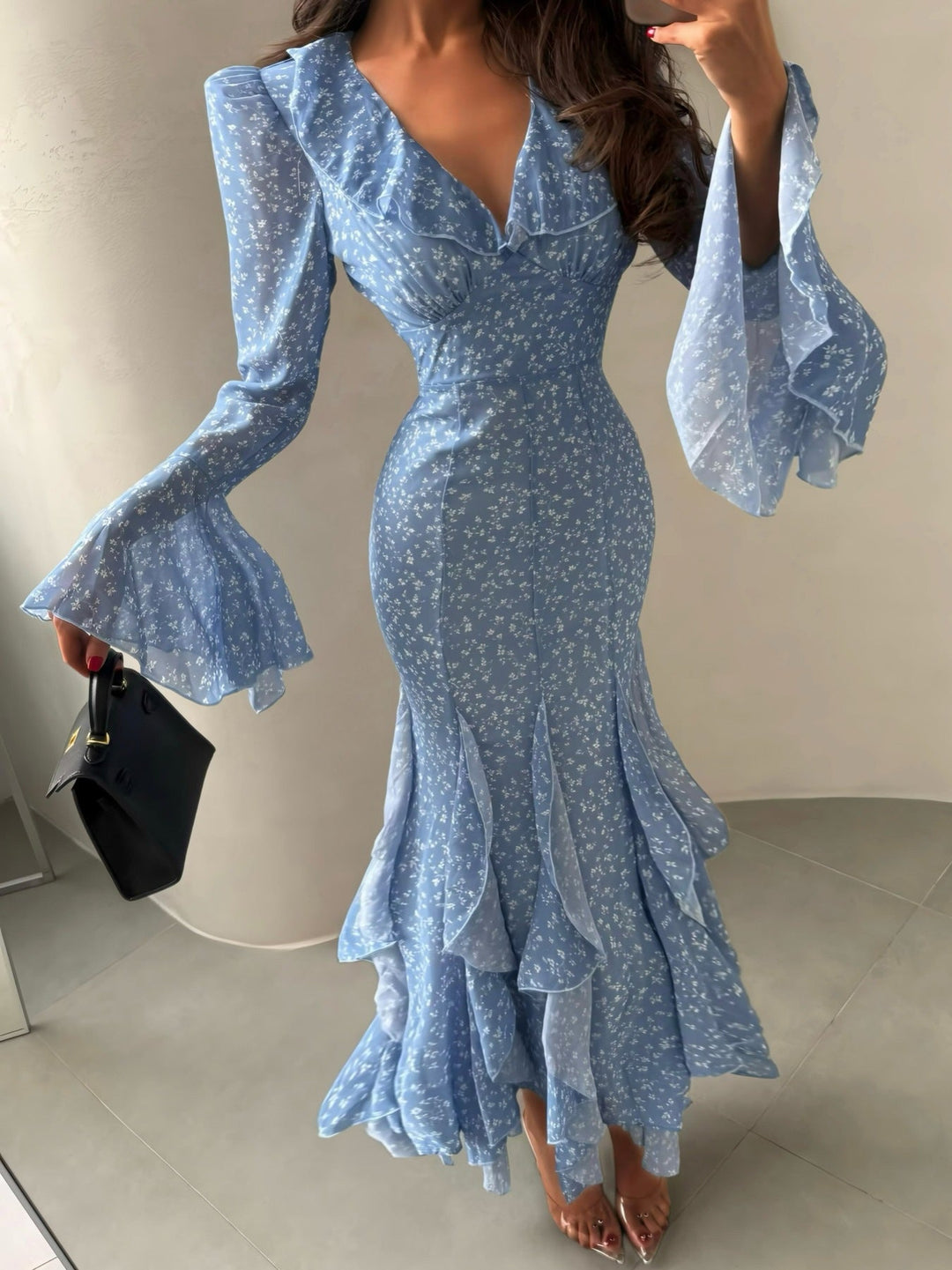 Macy floral ruffle maxi dress