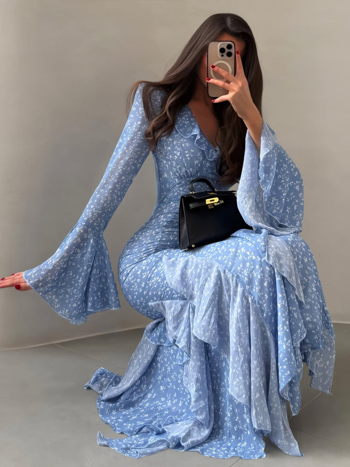 Macy floral ruffle maxi dress