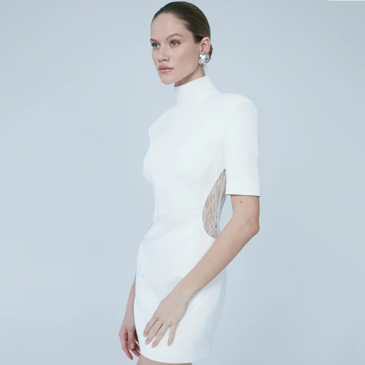 Pamela tailored mini dress with lace detailing