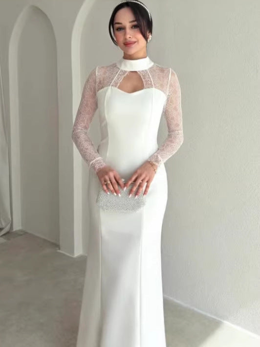 Daria elegant tailored maxi dress with a lace design