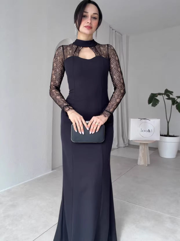 Daria elegant tailored maxi dress with a lace design
