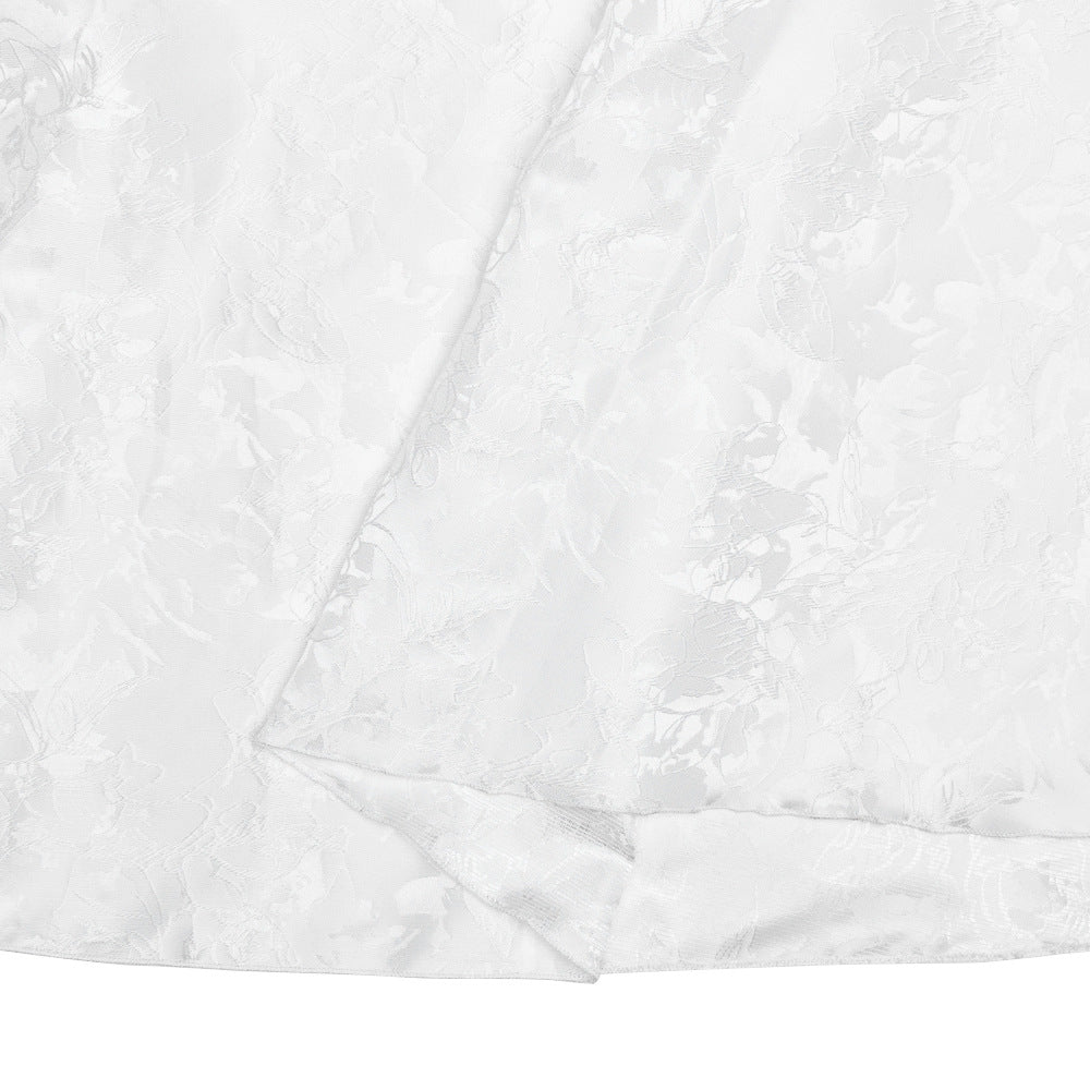 שמלת מידי סטרפלס בגזרת A גב פתוח בעיטור רקמת איורי פרחים - פלורה